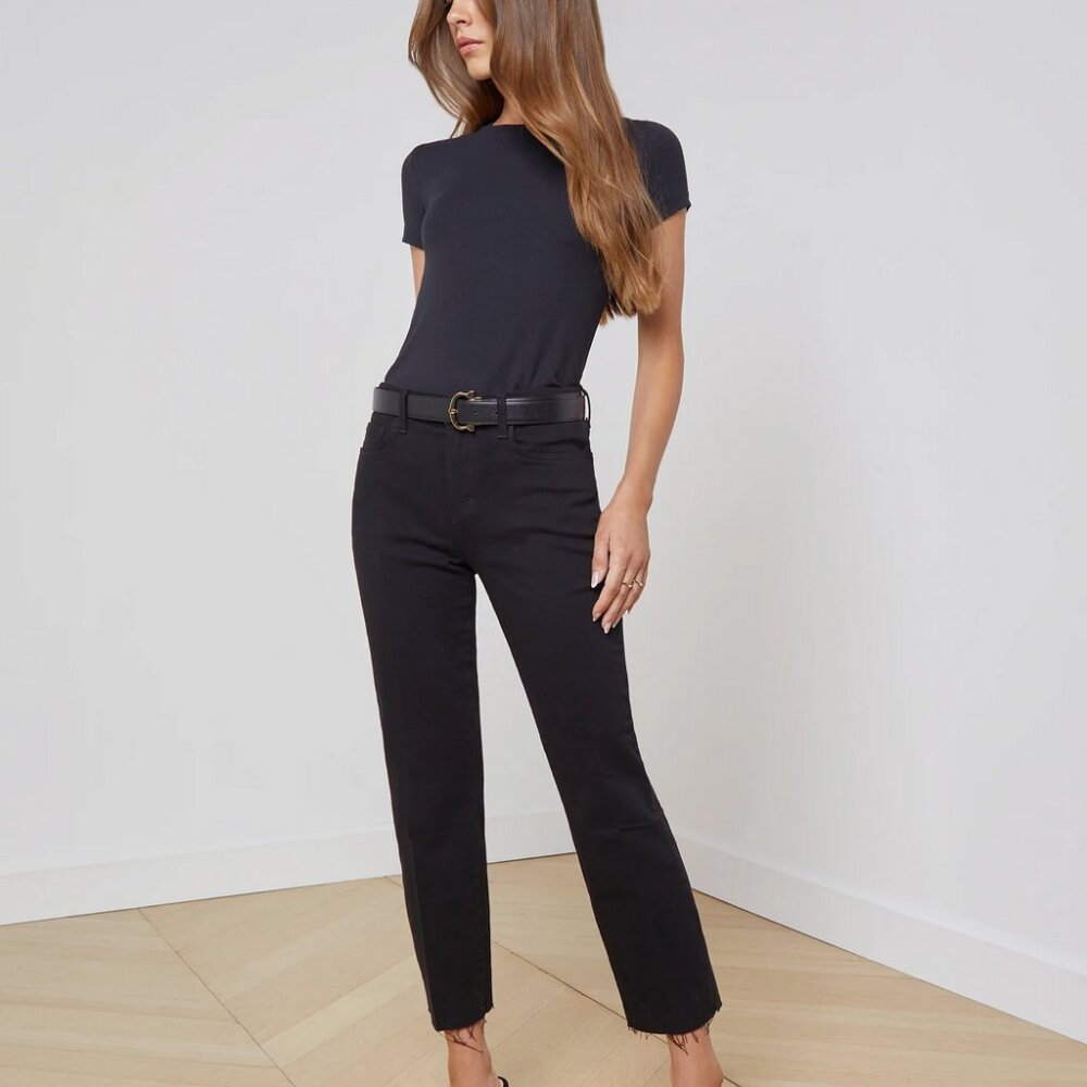 L'agence Sada crop high rise jeans sz 28 black denim
